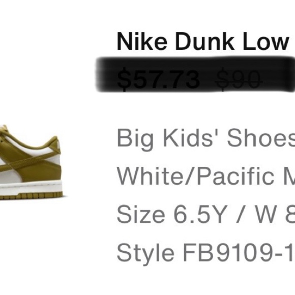 Nike White and Green Dunk Low Sneakers